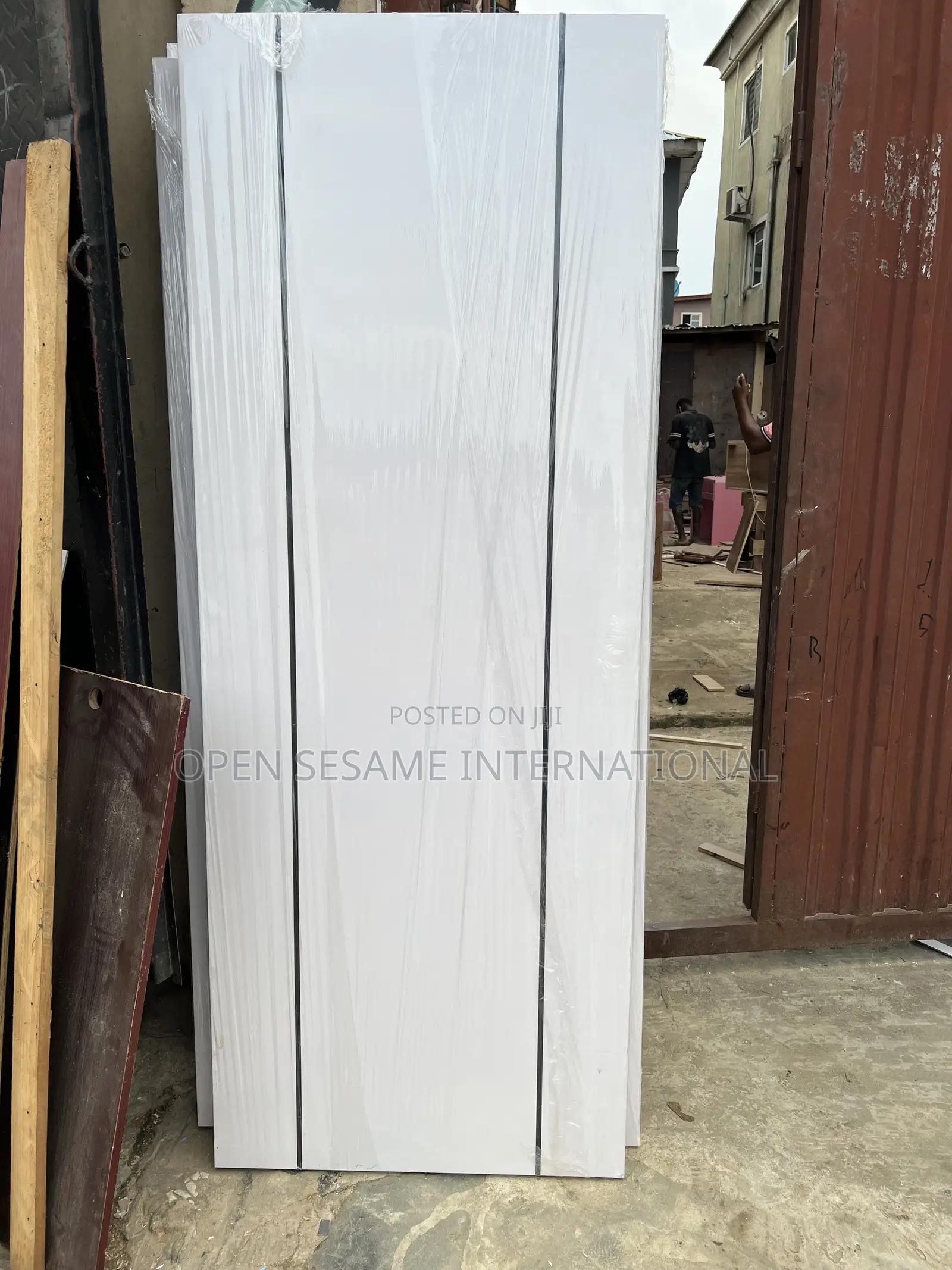 White HDF Door With Double Black Profile