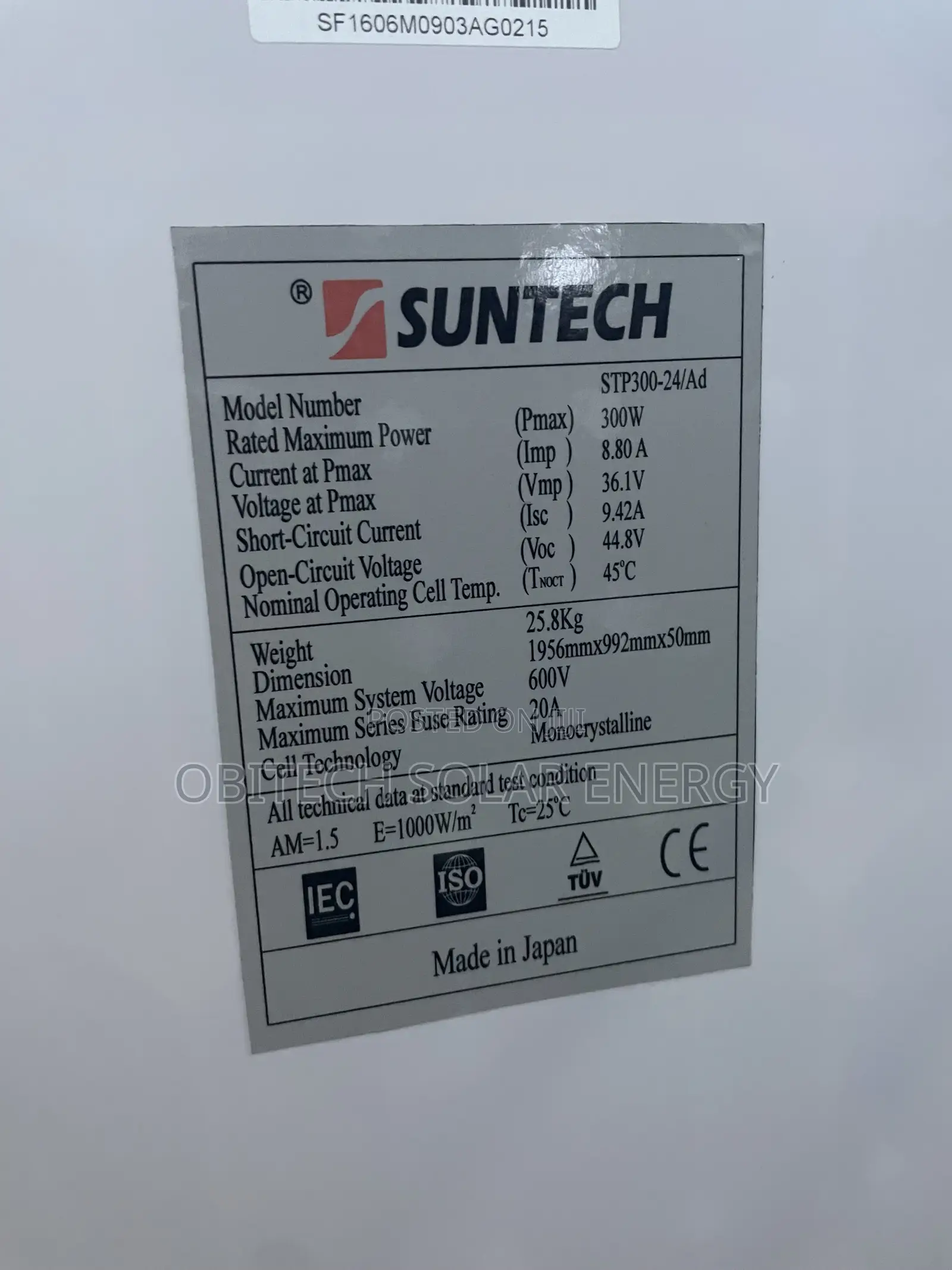 Suntech 300w 28v Solar Panel – Clean and Reliable Power Solution
