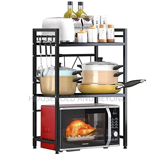 3-Tier Microwave Rack Organizer – Heavy Duty Kitchen Storage Stand