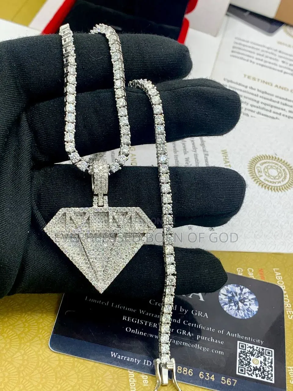 VSS Moissanite Diamond Tennis Necklace Diamond Shape Pendant