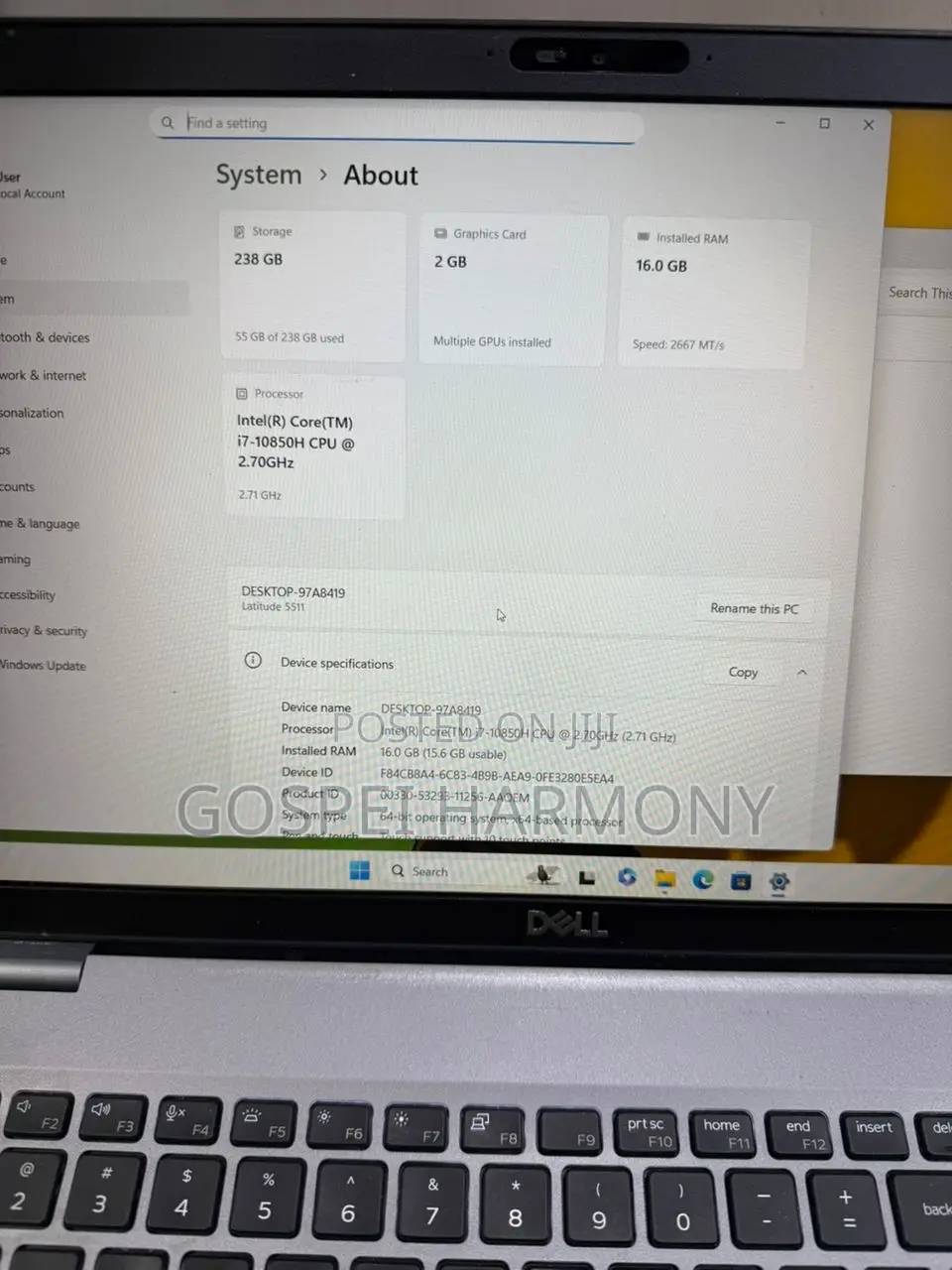 Laptop Dell Latitude 5510 16GB Intel Core i7 SSD 256GB