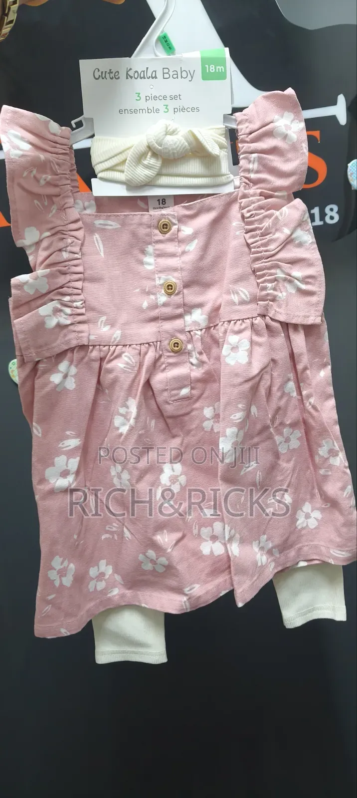 Cute Koala Baby" 3-Piece Floral Tunic Ribbed Leggings Set