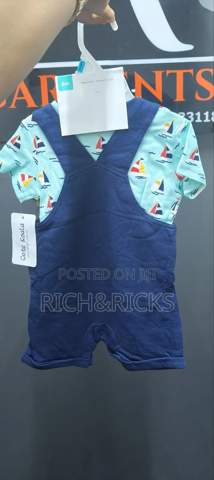 Cute Koala Baby" 2-Piece Nautical Sailboat Shortall Set