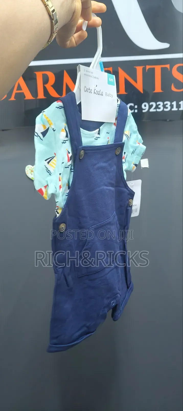Cute Koala Baby" 2-Piece Nautical Sailboat Shortall Set