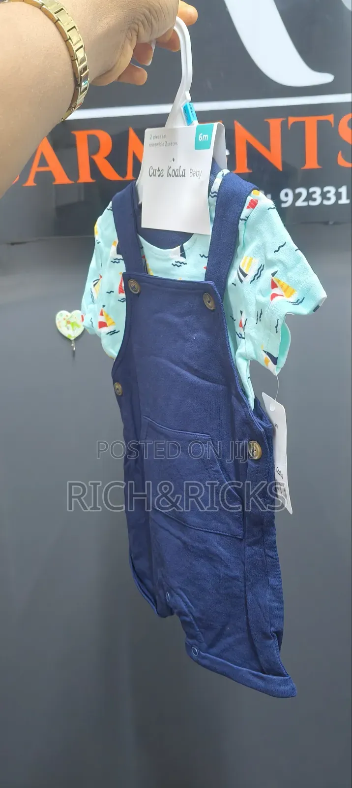 Cute Koala Baby" 2-Piece Nautical Sailboat Shortall Set