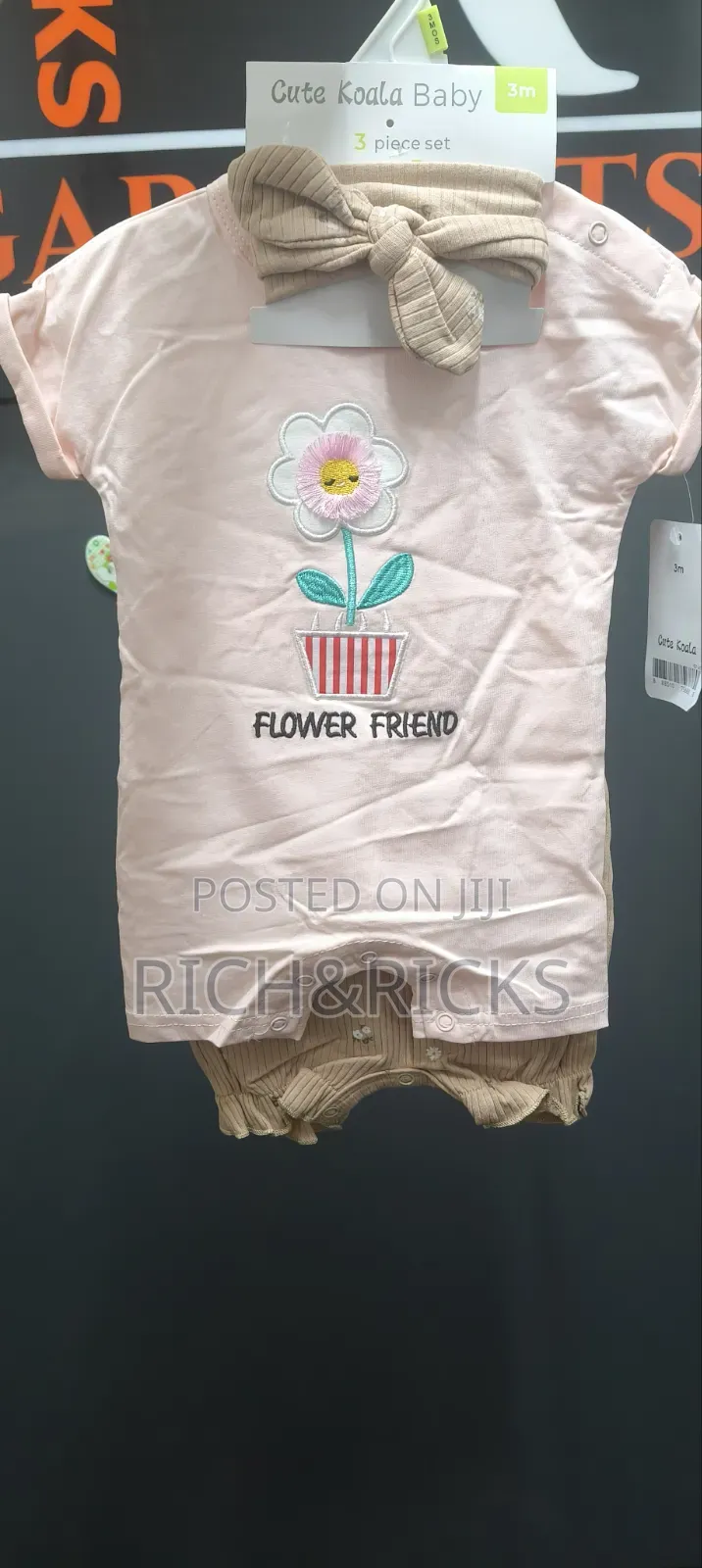 Cute Koala Baby" 3-Piece "Flower Friend" Romper Headband Set