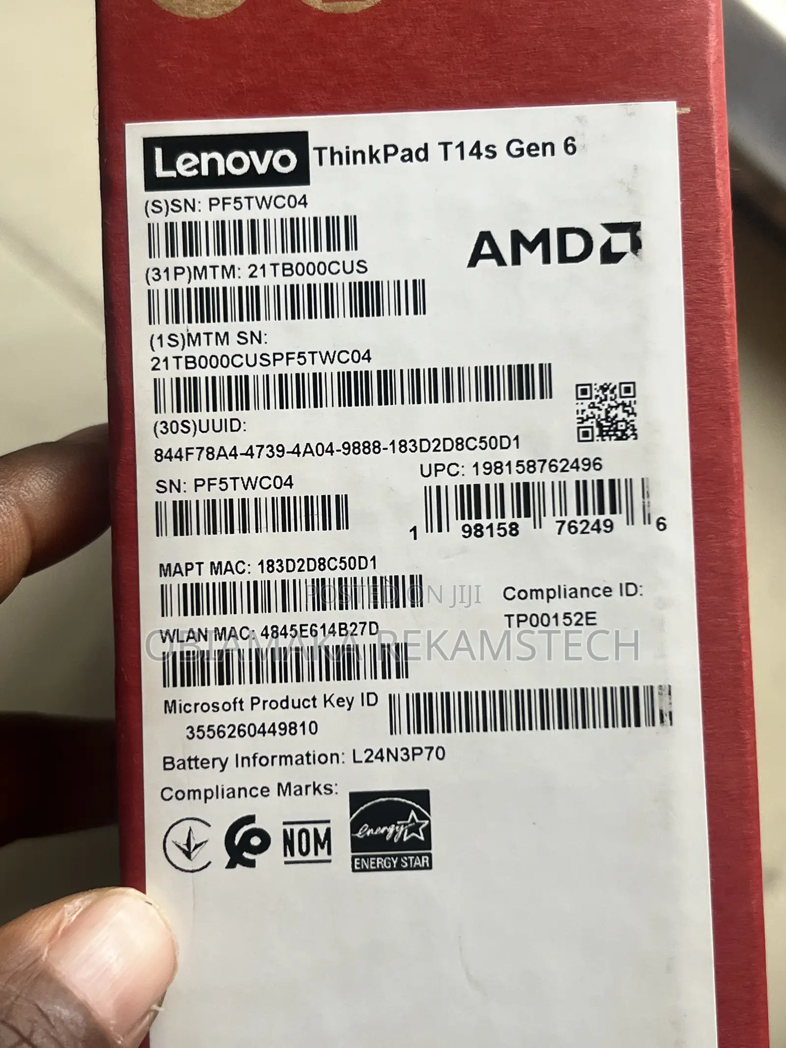 New Laptop Lenovo ThinkPad T14 16GB AMD Ryzen SSD 256GB