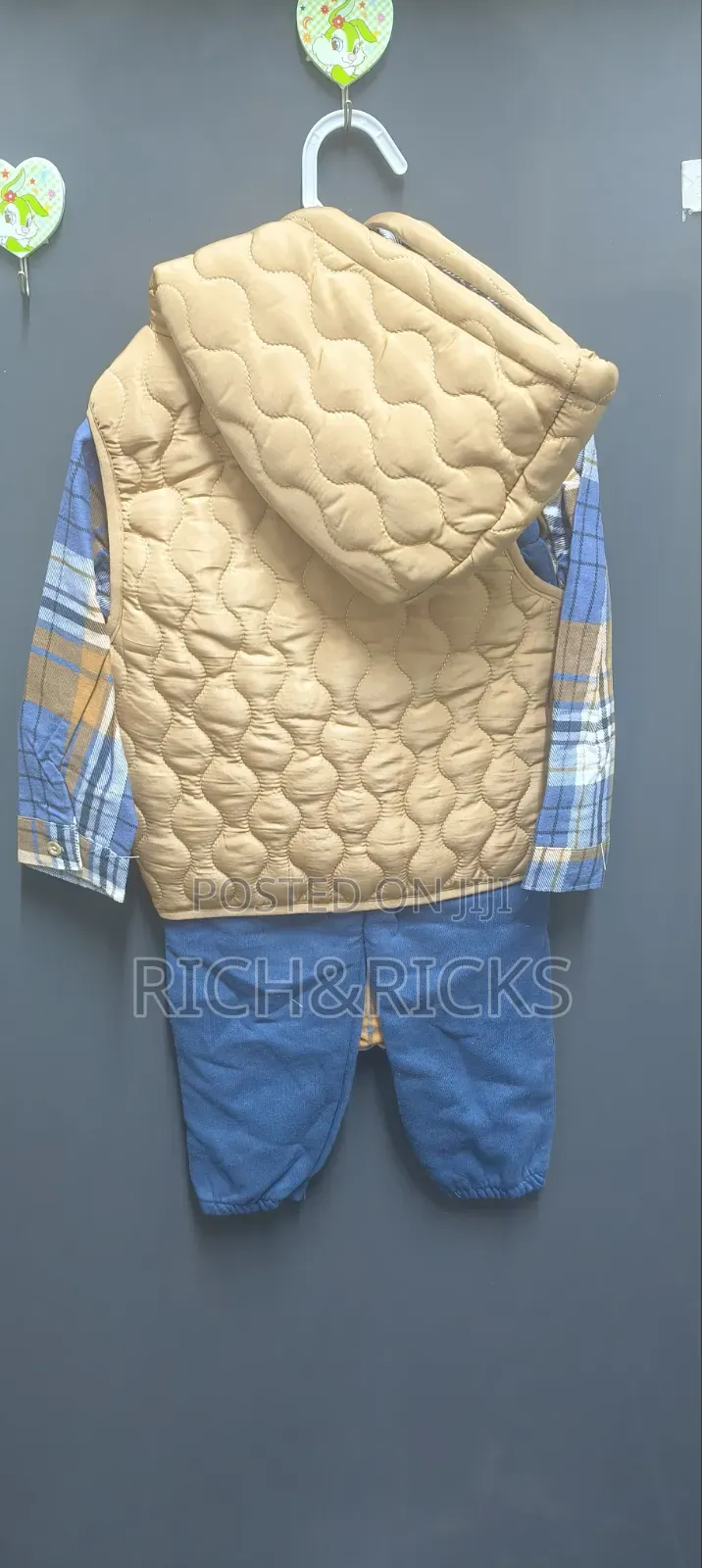 Rachel Zoe 3-Piece Plaid Bodysuit, Quilted Vest, Pants Set