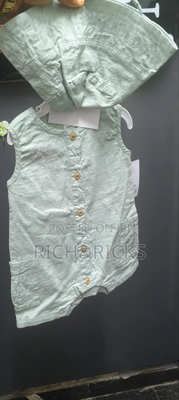 Cute Koala 2-Piece Linen-Look Romper Bucket Hat Set