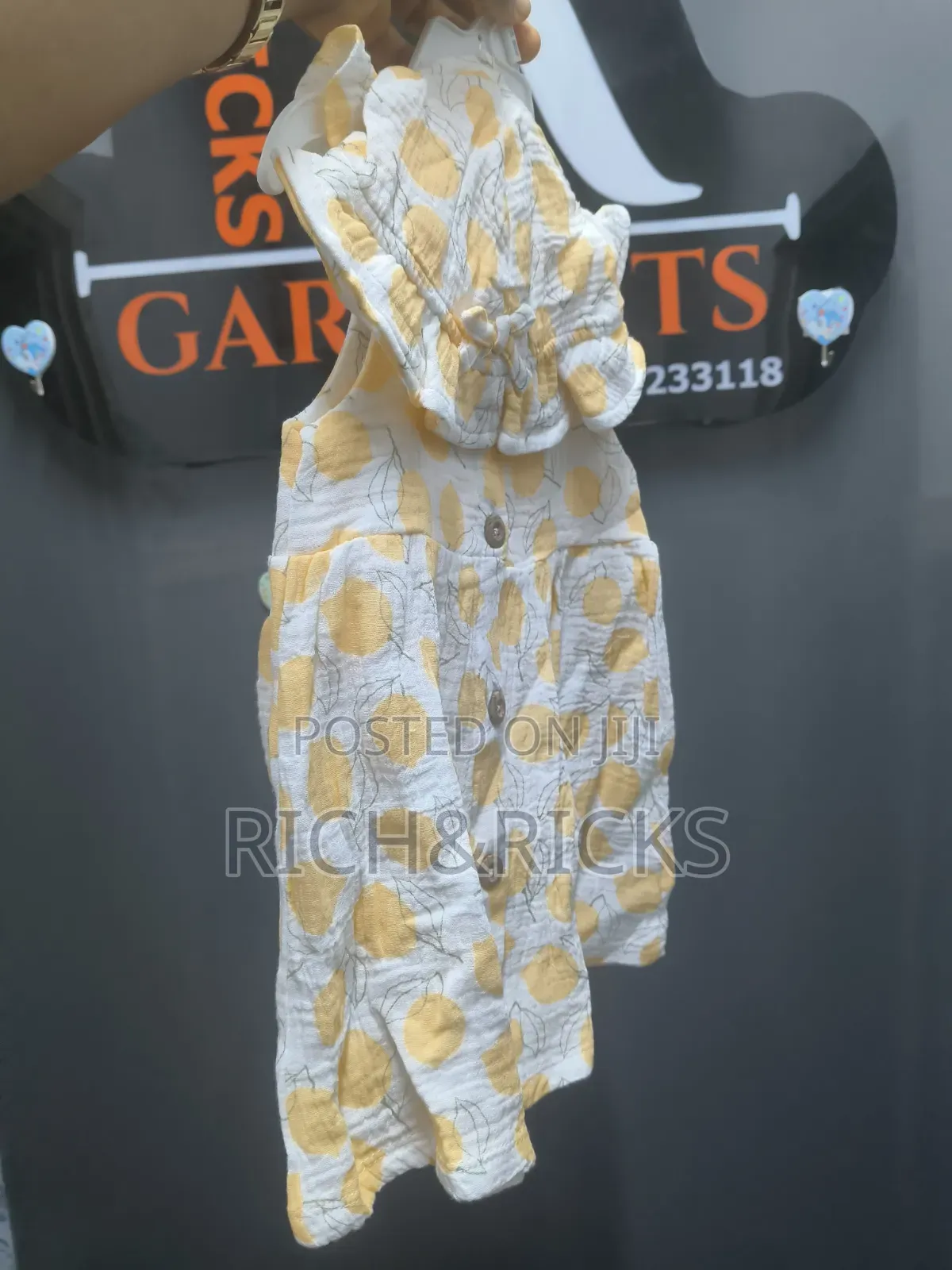 Rank Rafe Baby" 3-Piece Zesty Lemon Dress, Diaper Cover, Sun Hat Set