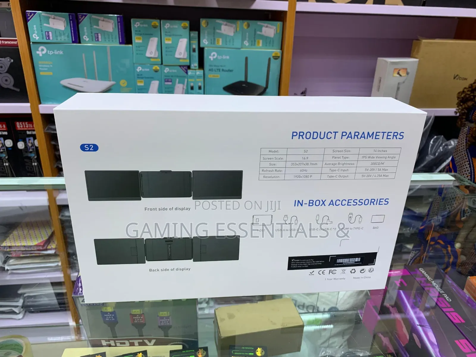 V2com S2 14" FHD Ips Triple Laptop Screen Extender