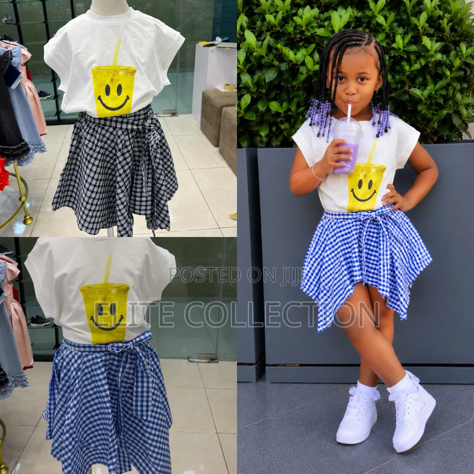 3pcs Handkerchief Skirt Set Comes With Hair Band)*Size: 3yrs to 10yrs