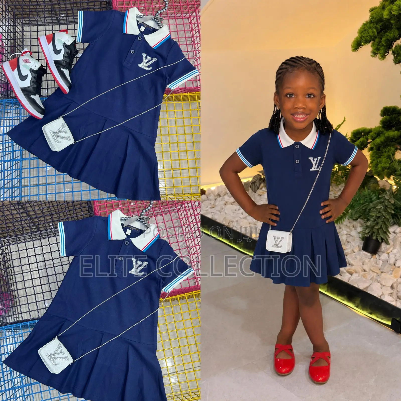 Luxe Prada Pleated Collar Dress With Cap Fits (1 to 10yrs)