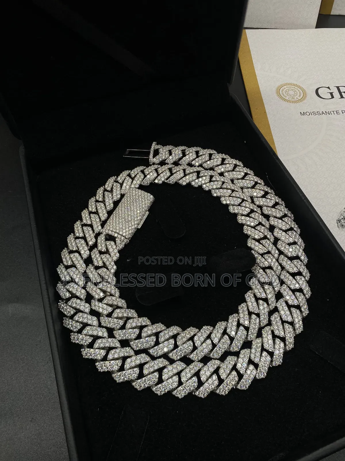VSS Moissanite Diamond Cuban Neck Chain With Dollar in Hand Pendant