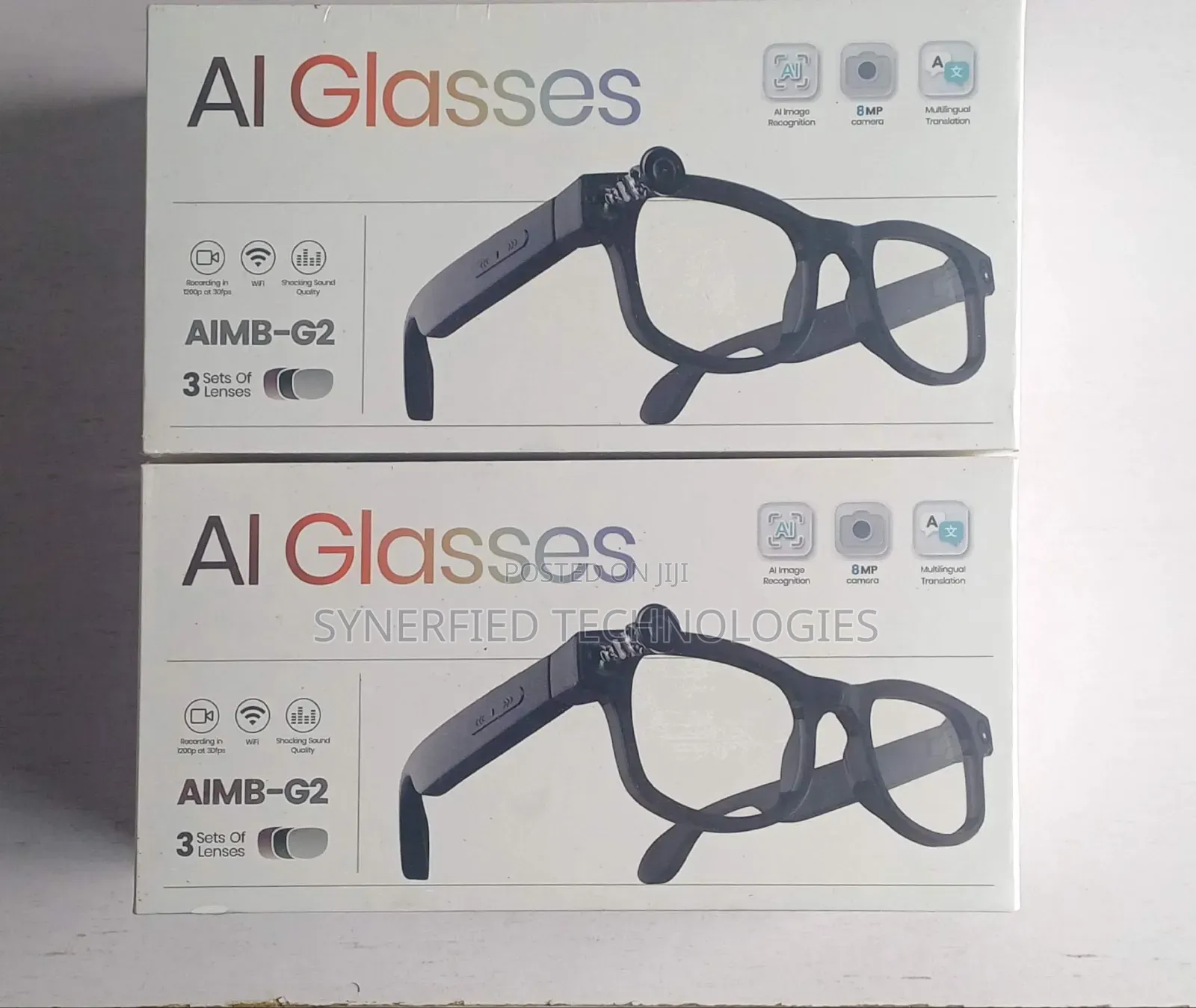 Aimb-G2 Smart Glasses With 3 Lens 8mp Camera for Ai Translation