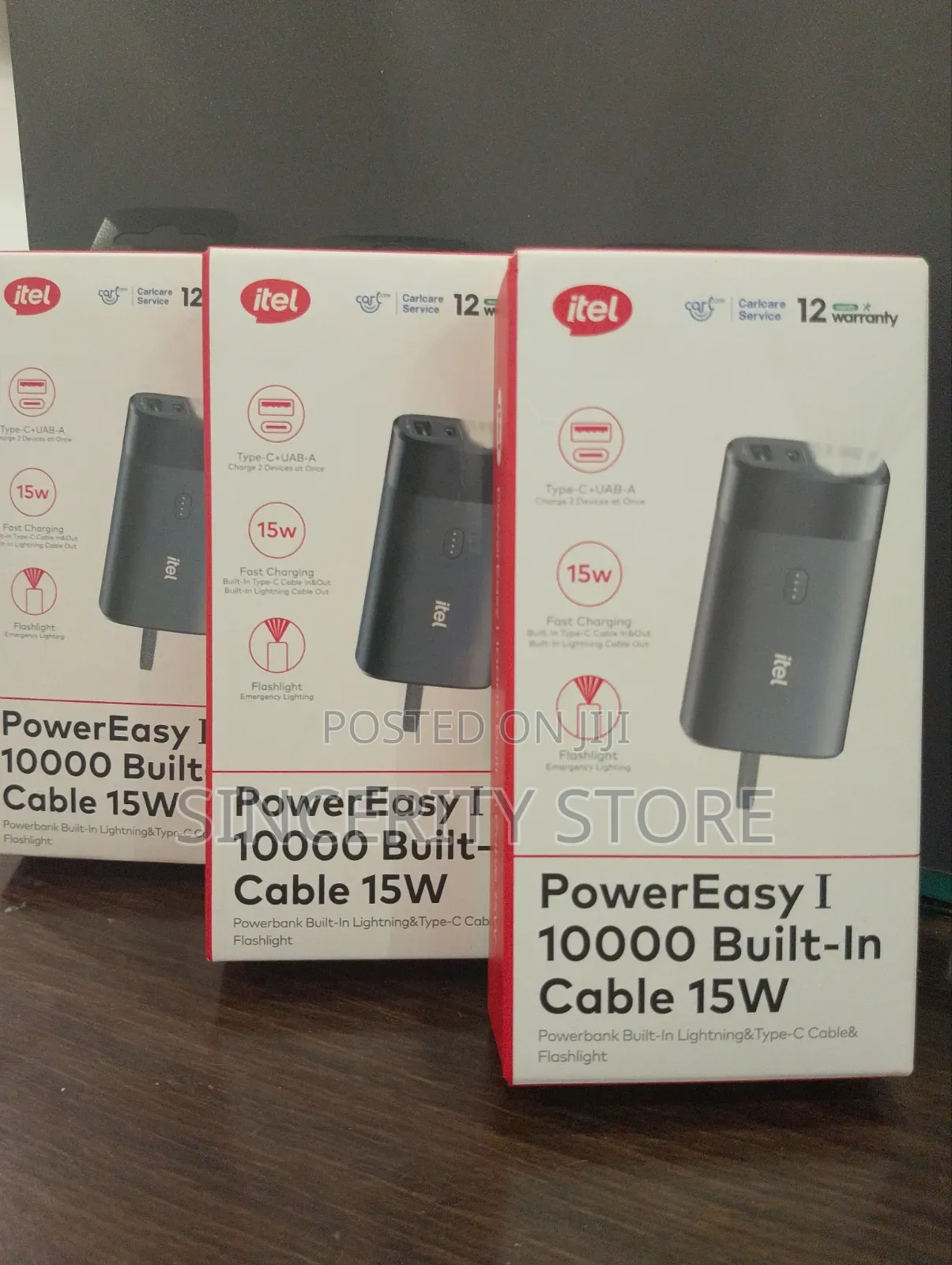 Itel Powerbank 10,000mah Built in Cable 15w