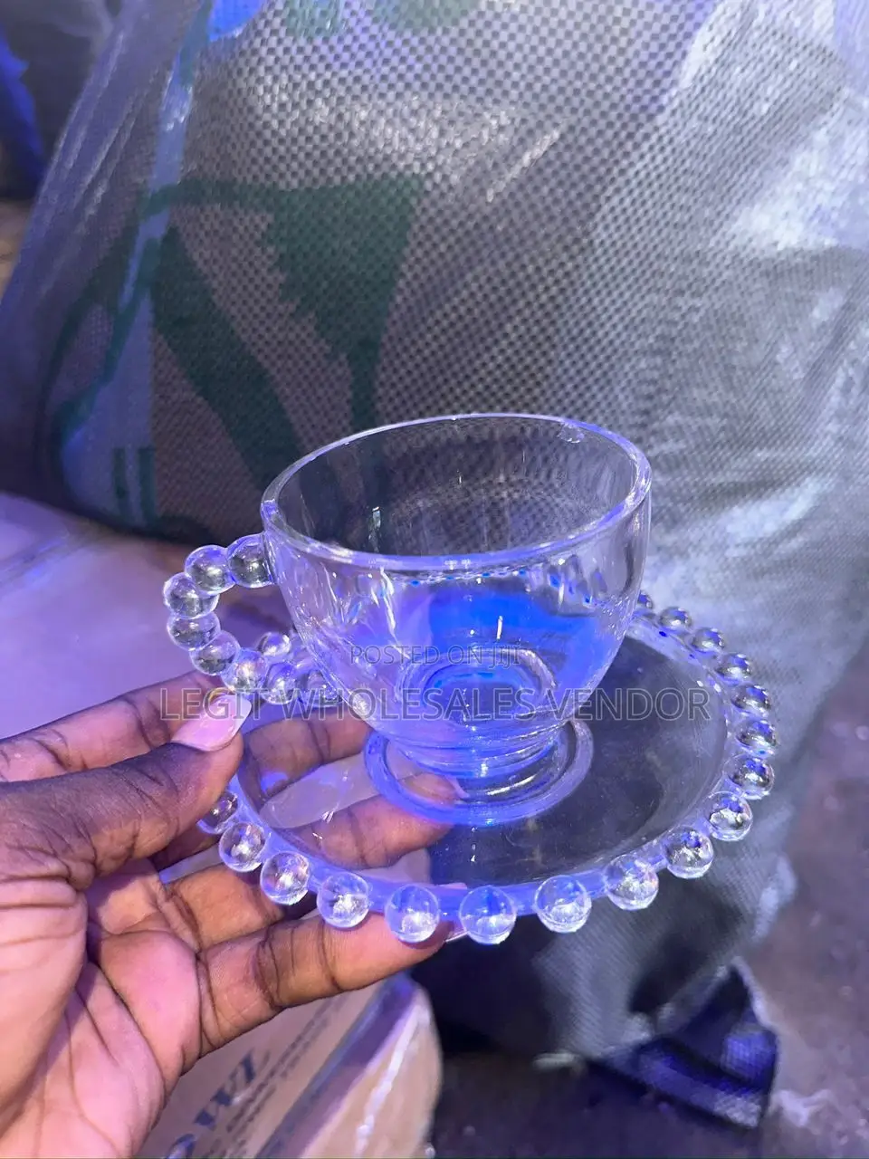 6 Pieces Glass Tea Cup And 6 Saucer