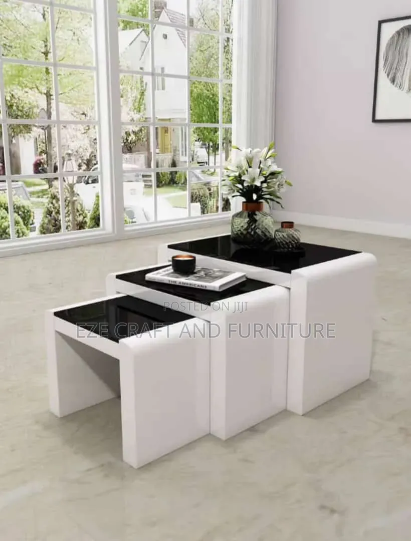 3in1 Glass Top With Wooden Leg Side Stool