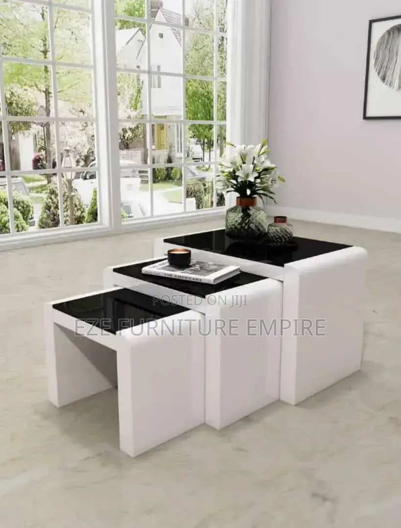 3in1 Glass Top With Wooden Leg Side Stool