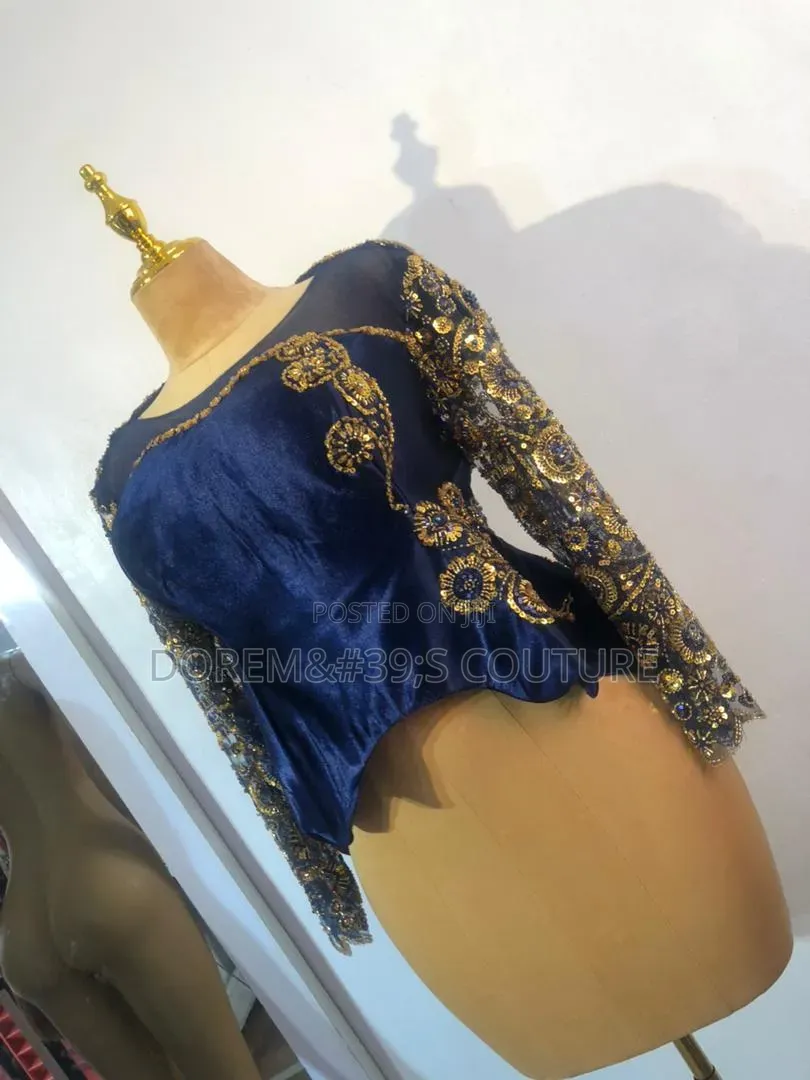 Women Velvet and Beaded Lace Skirt Blouse