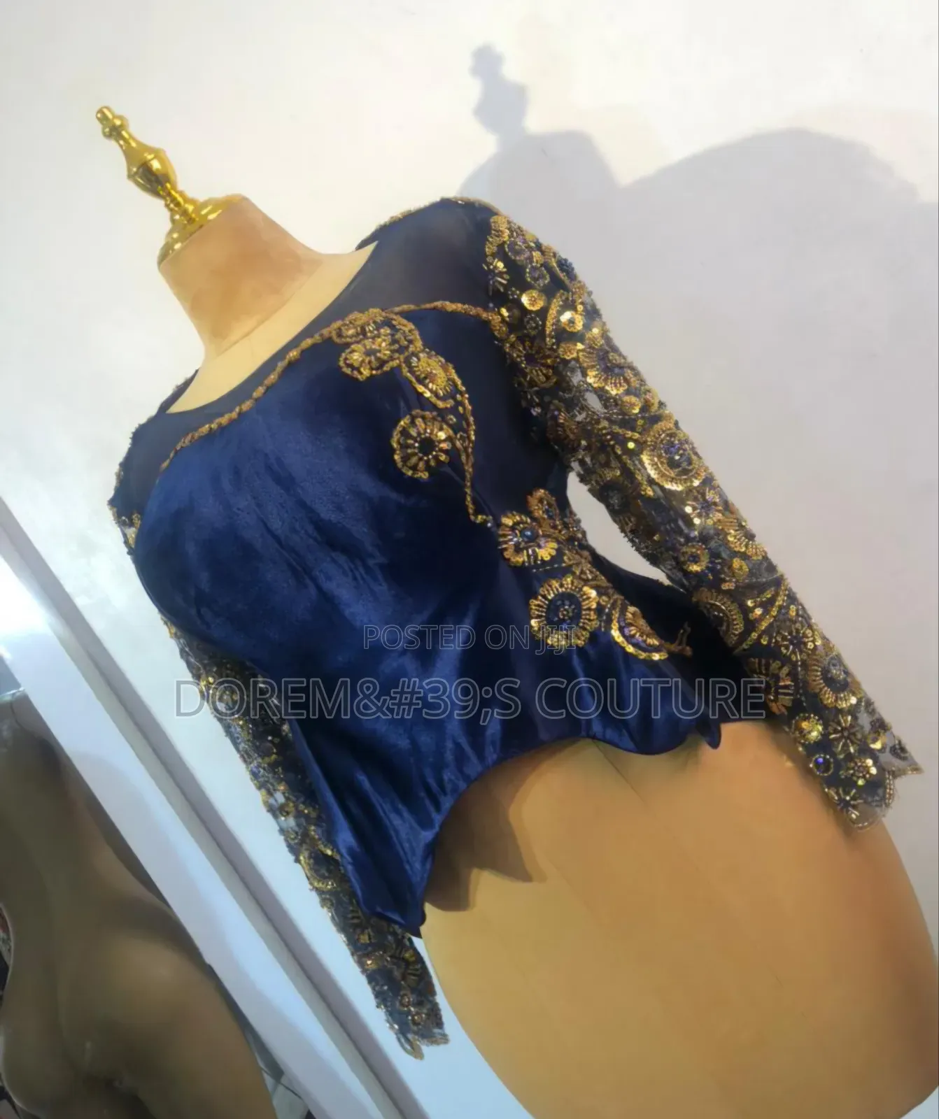 Women Velvet and Beaded Lace Skirt Blouse