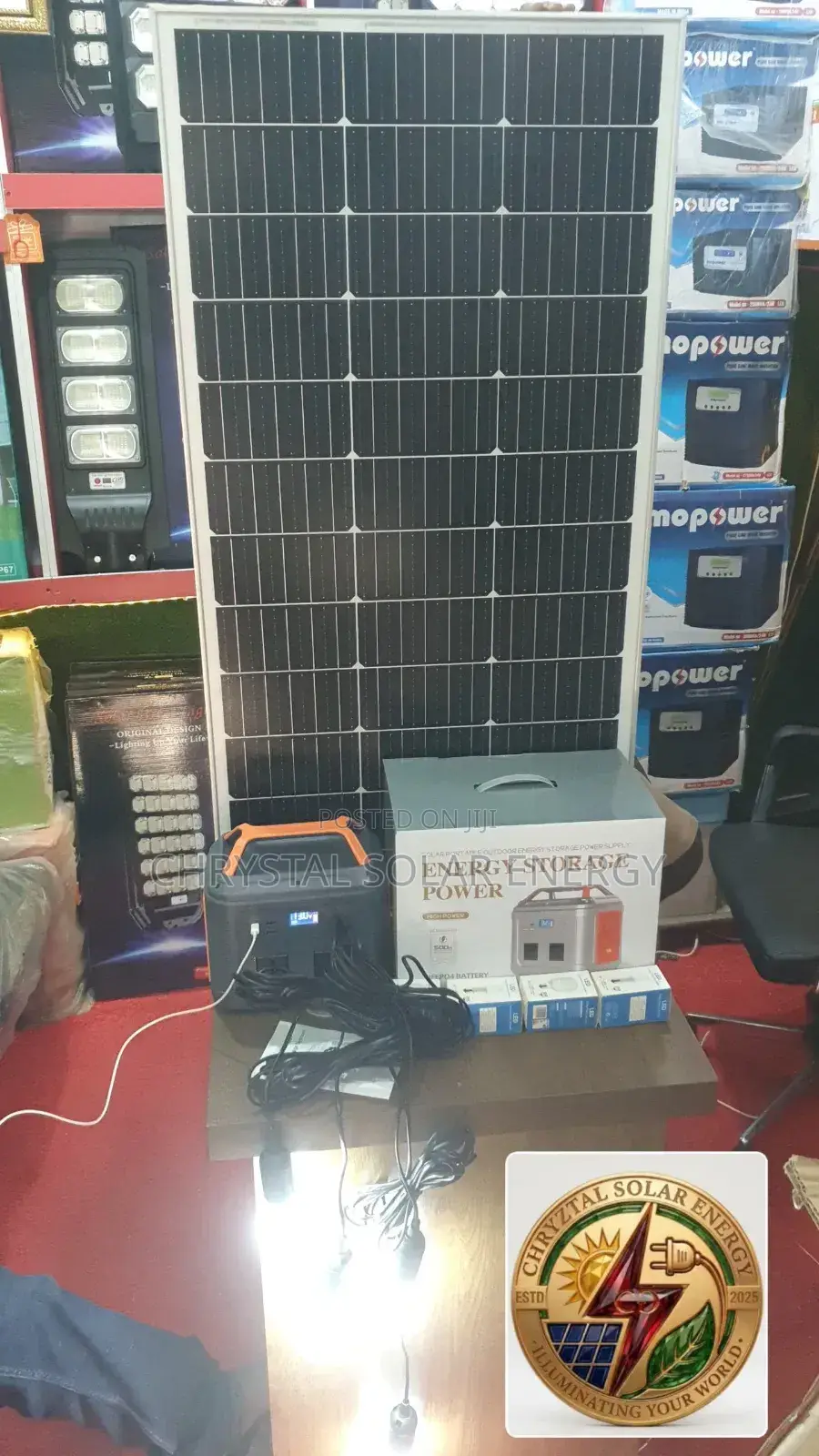 500watts Solar Generator, 35ah Battery, 100watts Solar Panel,4 Bulbs