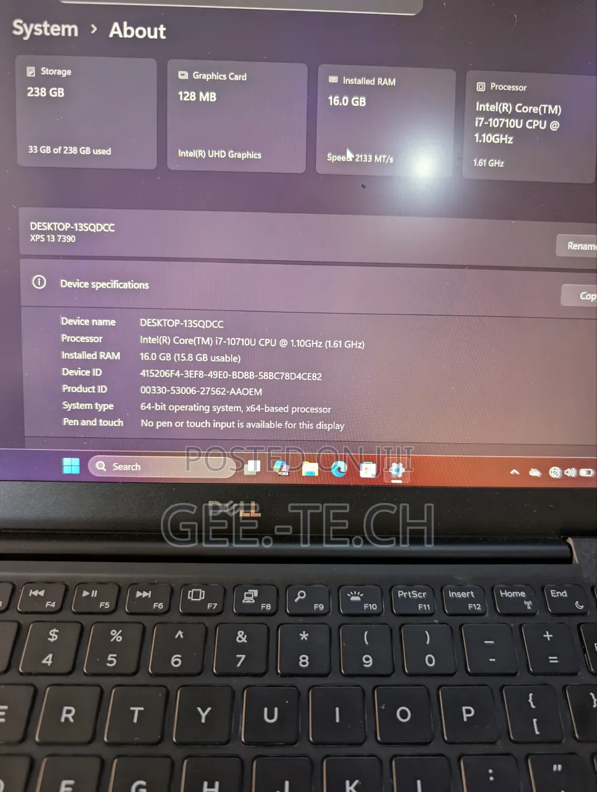 Laptop Dell XPS 13 7390 16GB Intel Core i7 SSD 256GB