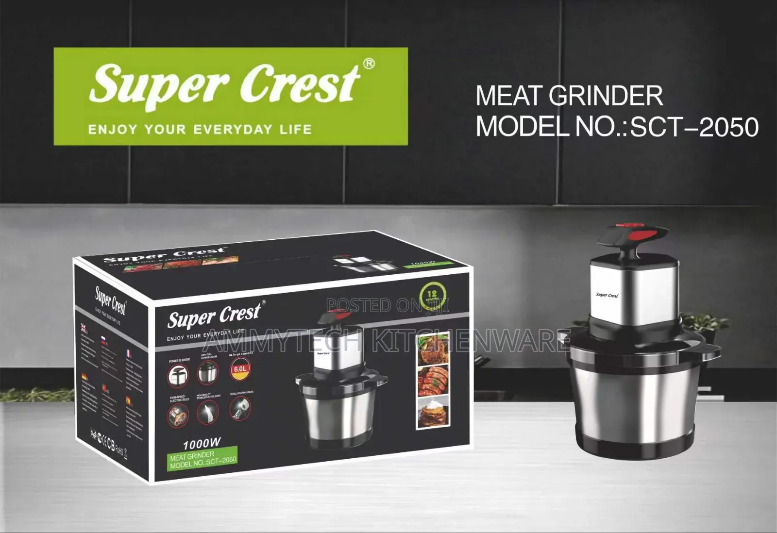 6l Super Crest Yam Pounder/Food Processor