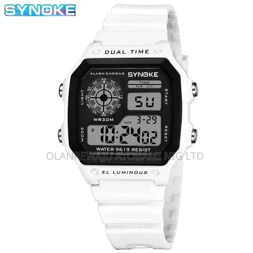 Synoke White Digital Rubber Wristwatch