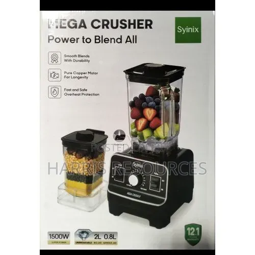 Syinix Mega Crusher Blender 1500w - 2l Unbreakable Jar Grinder