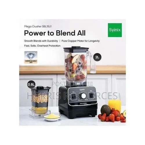 Syinix Mega Crusher Blender 1500w - 2l Unbreakable Jar Grinder
