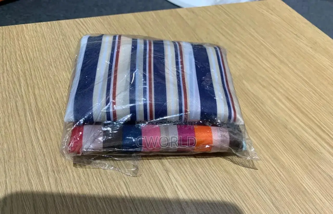 Foldable Striped Shopping Bag — 2 Pcs