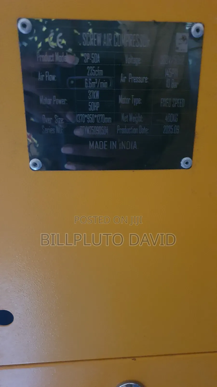Quality Industrial Air Compressor 37kw 50hp Sparta Brand Standand Type
