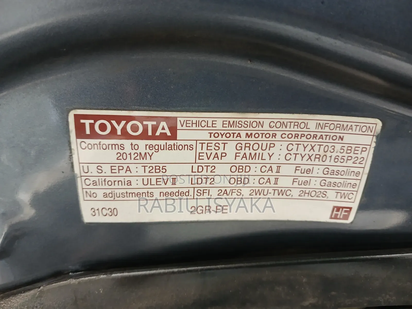 Toyota Highlander 2012 Blue