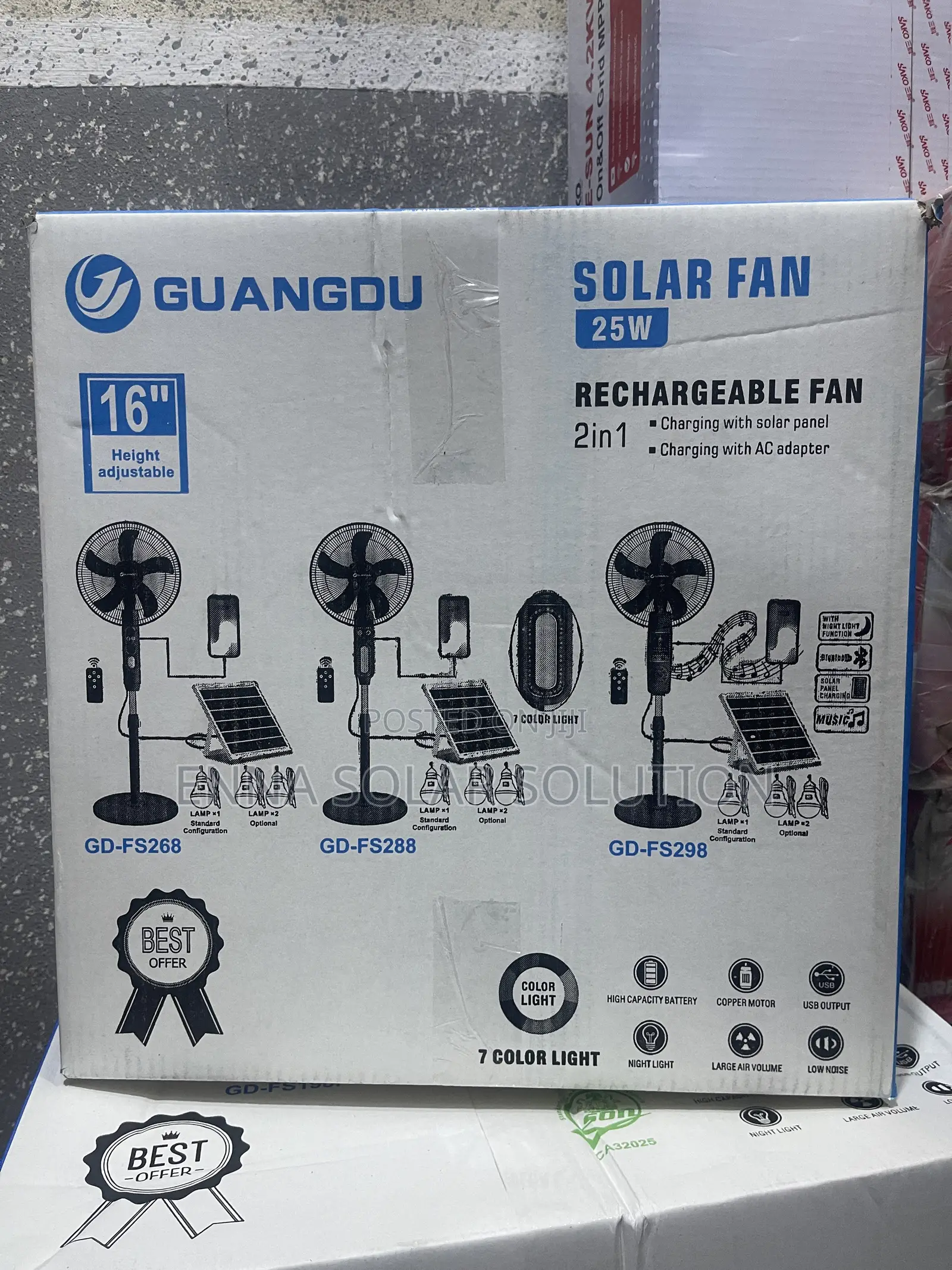 16 Inch Solar Rechargeable Fan With Bluetooth and Speaker