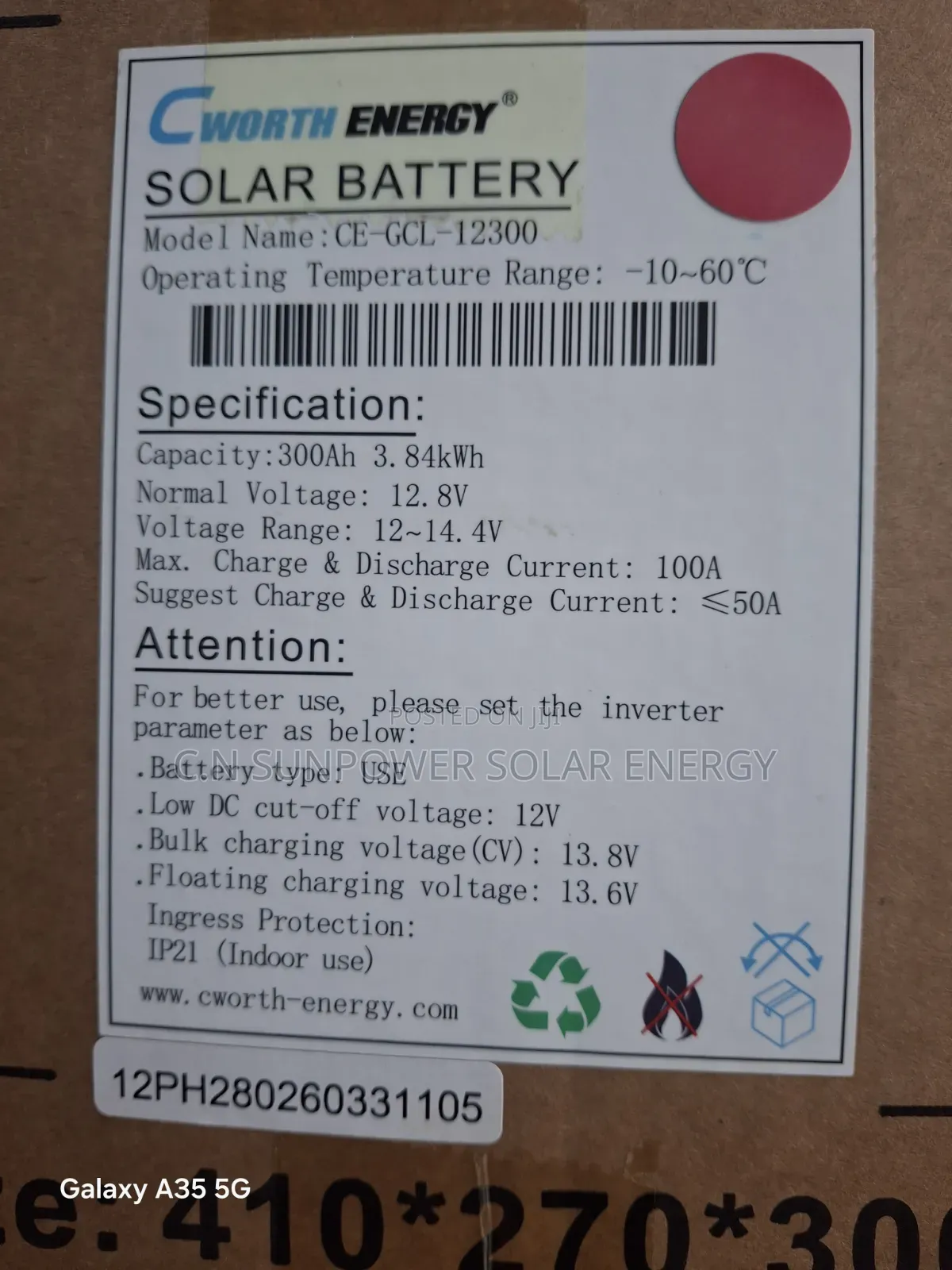 300ahs/12v Cworth-Ion Energy Lithium-Iron Battery