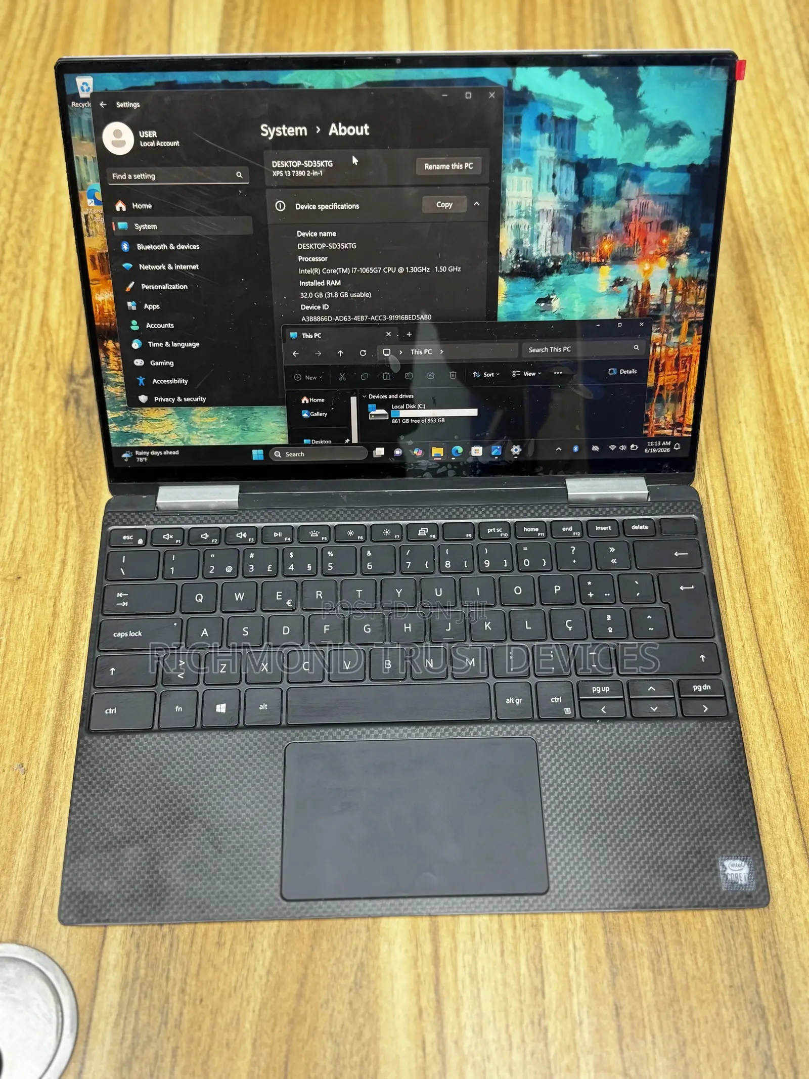 Laptop Dell XPS 13 7390 32GB Intel Core i7 SSD 1T