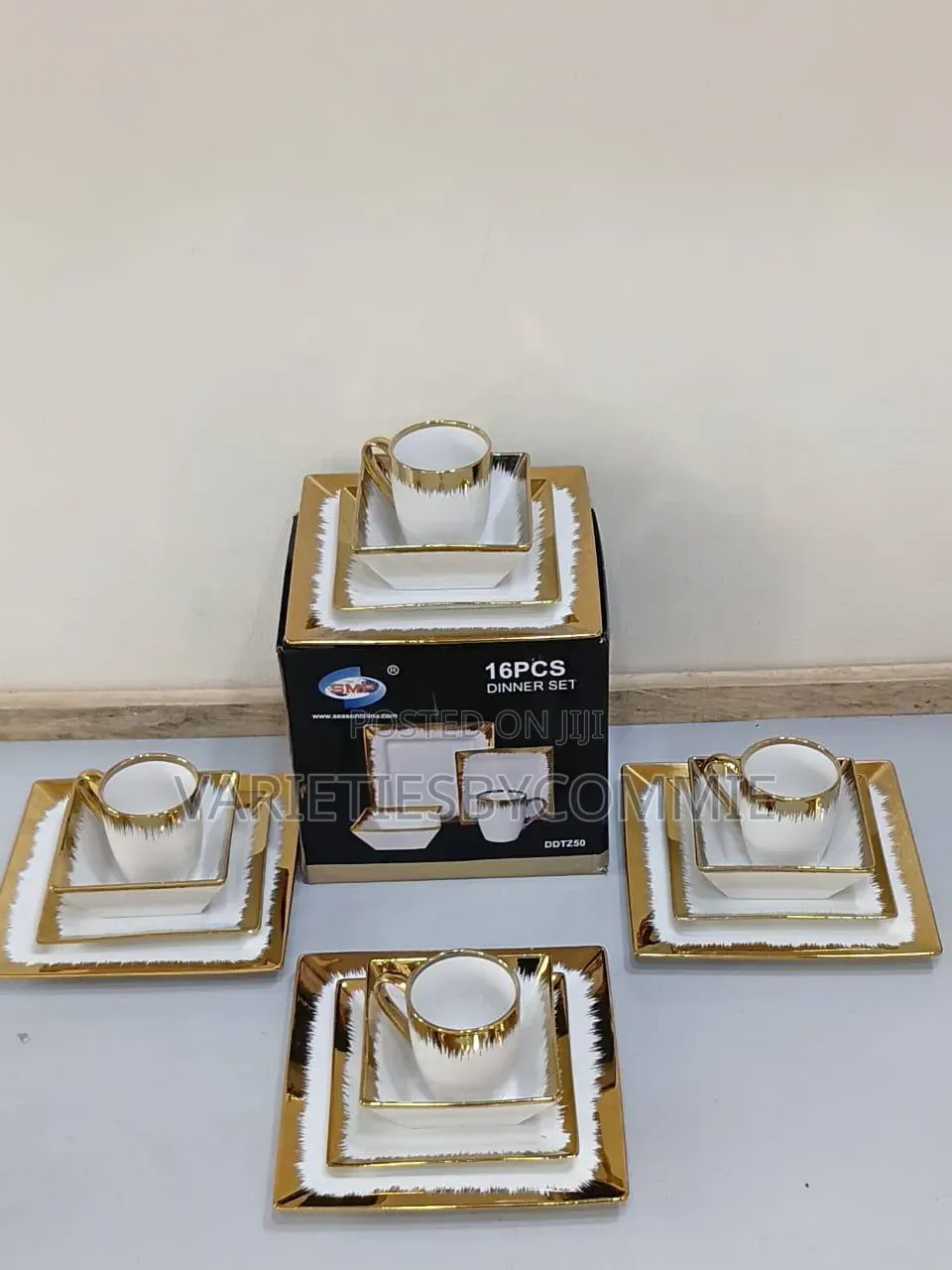 16pcs High Quality Gold White European Luxury Ceramic Dinner Set
