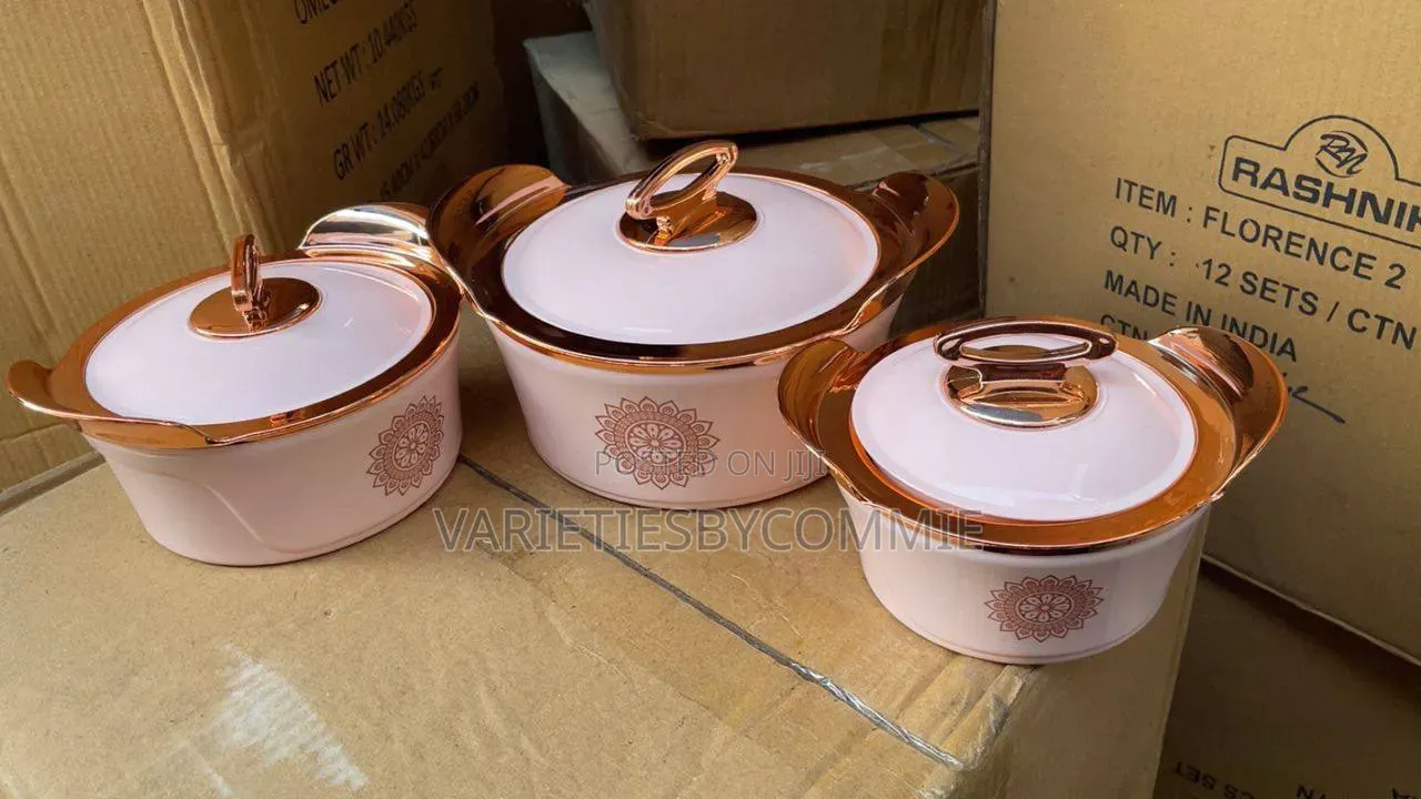 3pc Quality 800/1200/2000ml Orchid Insulated Food Warmer