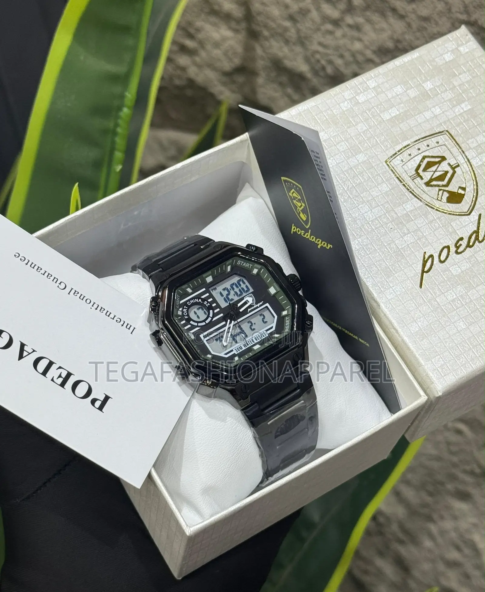 Poedagar Digital Pure Steel Strap Watch