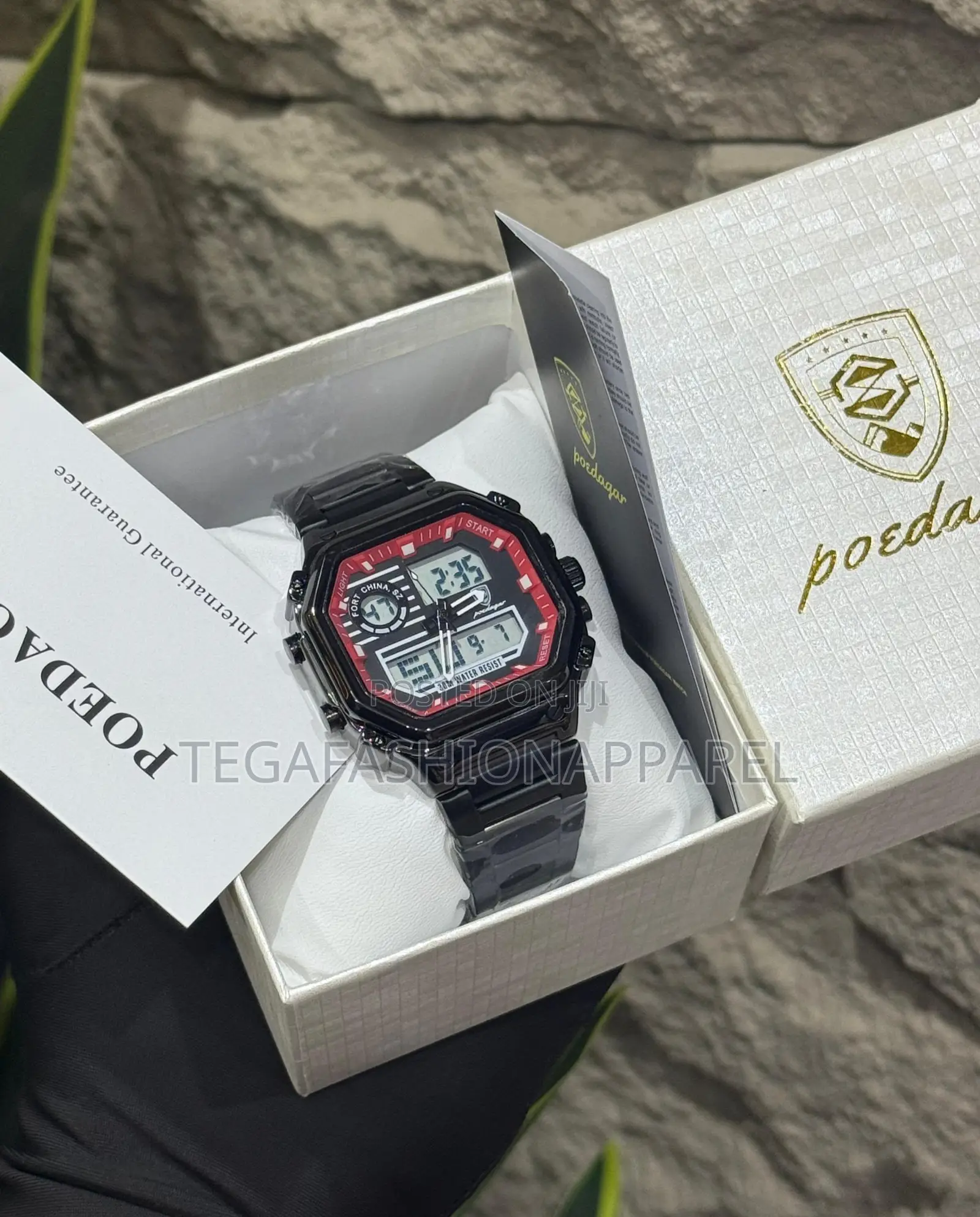Poedagar Digital Pure Steel Strap Watch