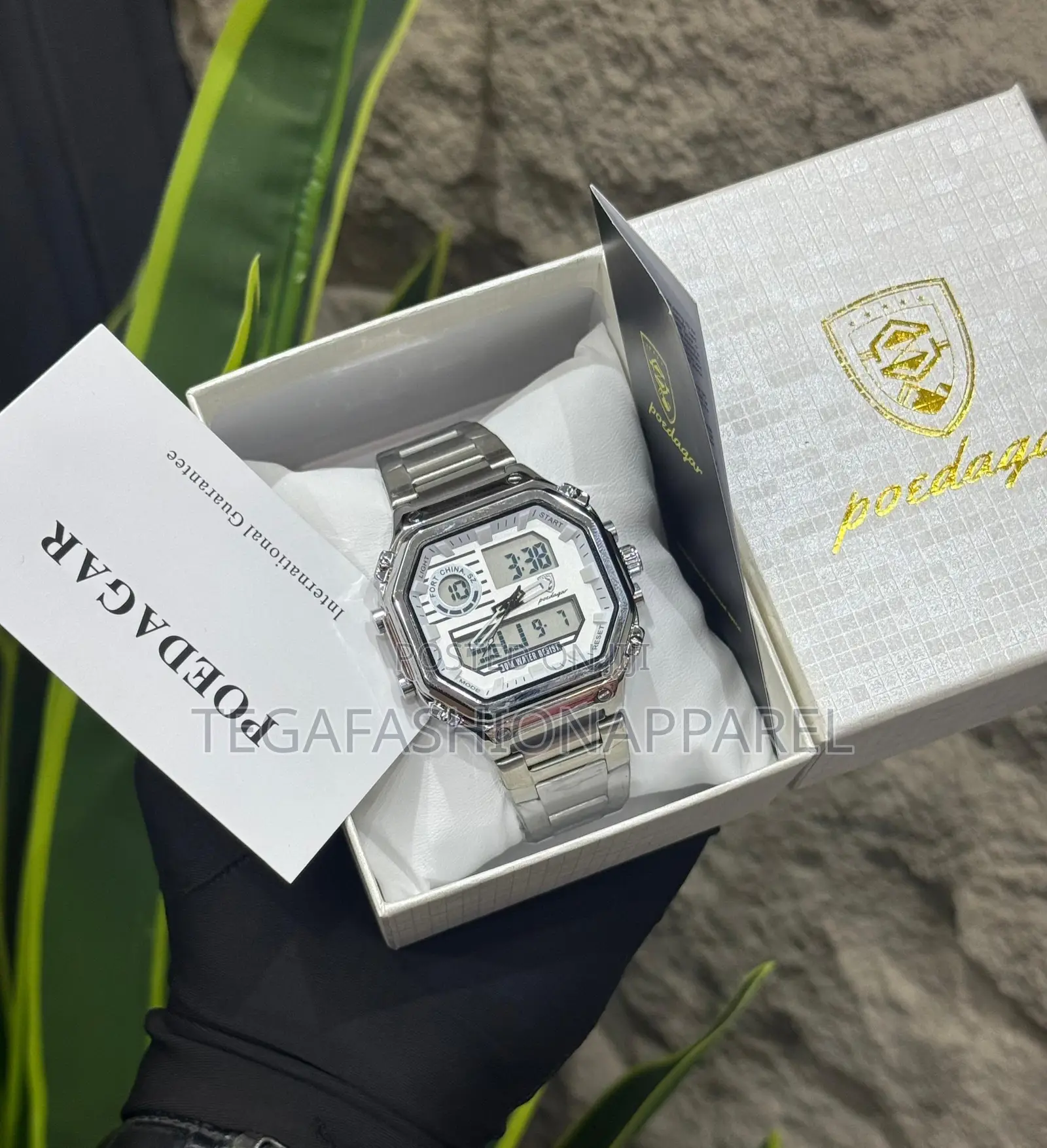 Poedagar Digital Pure Steel Strap Watch
