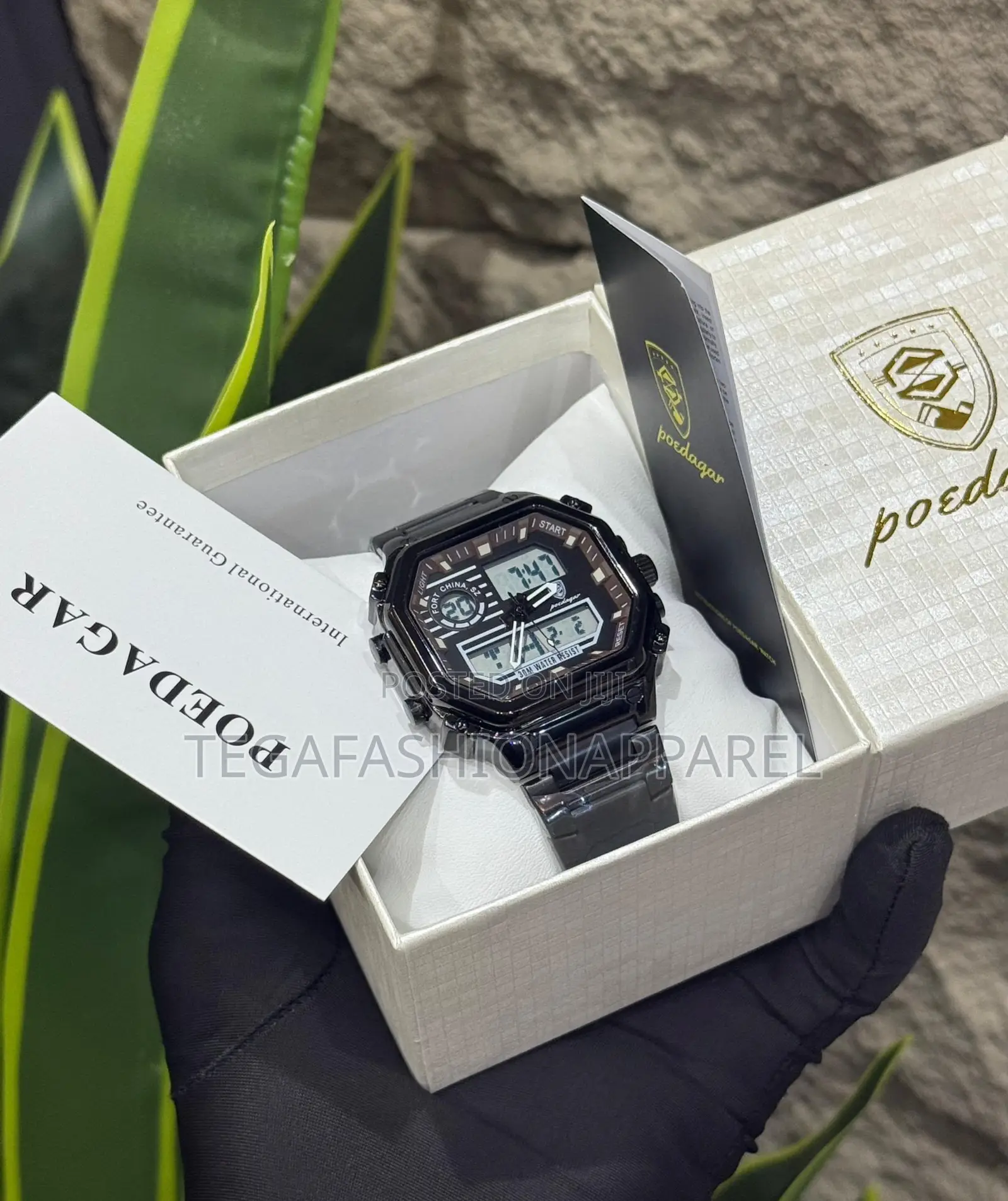 Poedagar Digital Pure Steel Strap Watch