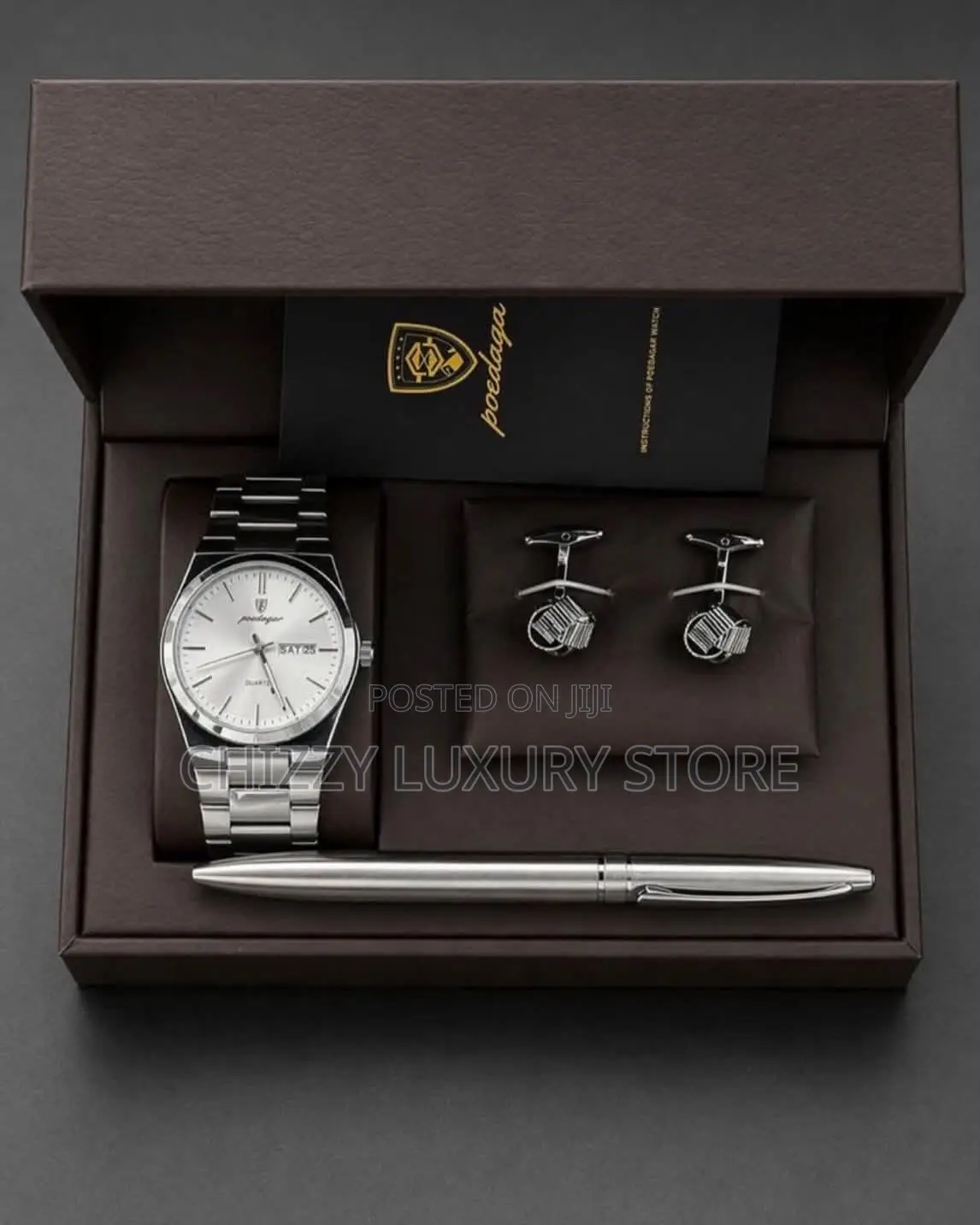 Poedagar Quality Luxury Men Chain Strap Wristwatch