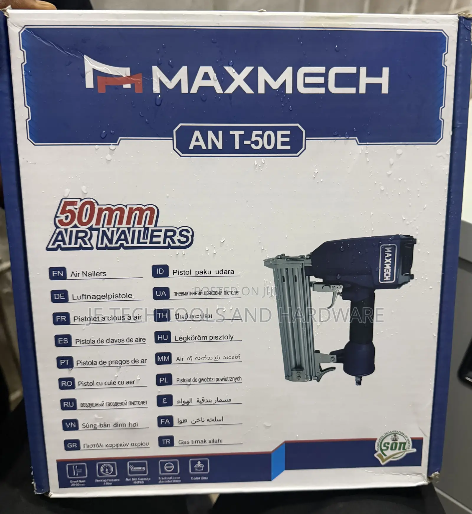 Maxmech Air Nailer 50mm Pneumatic Staple Gun - Heavy Duty