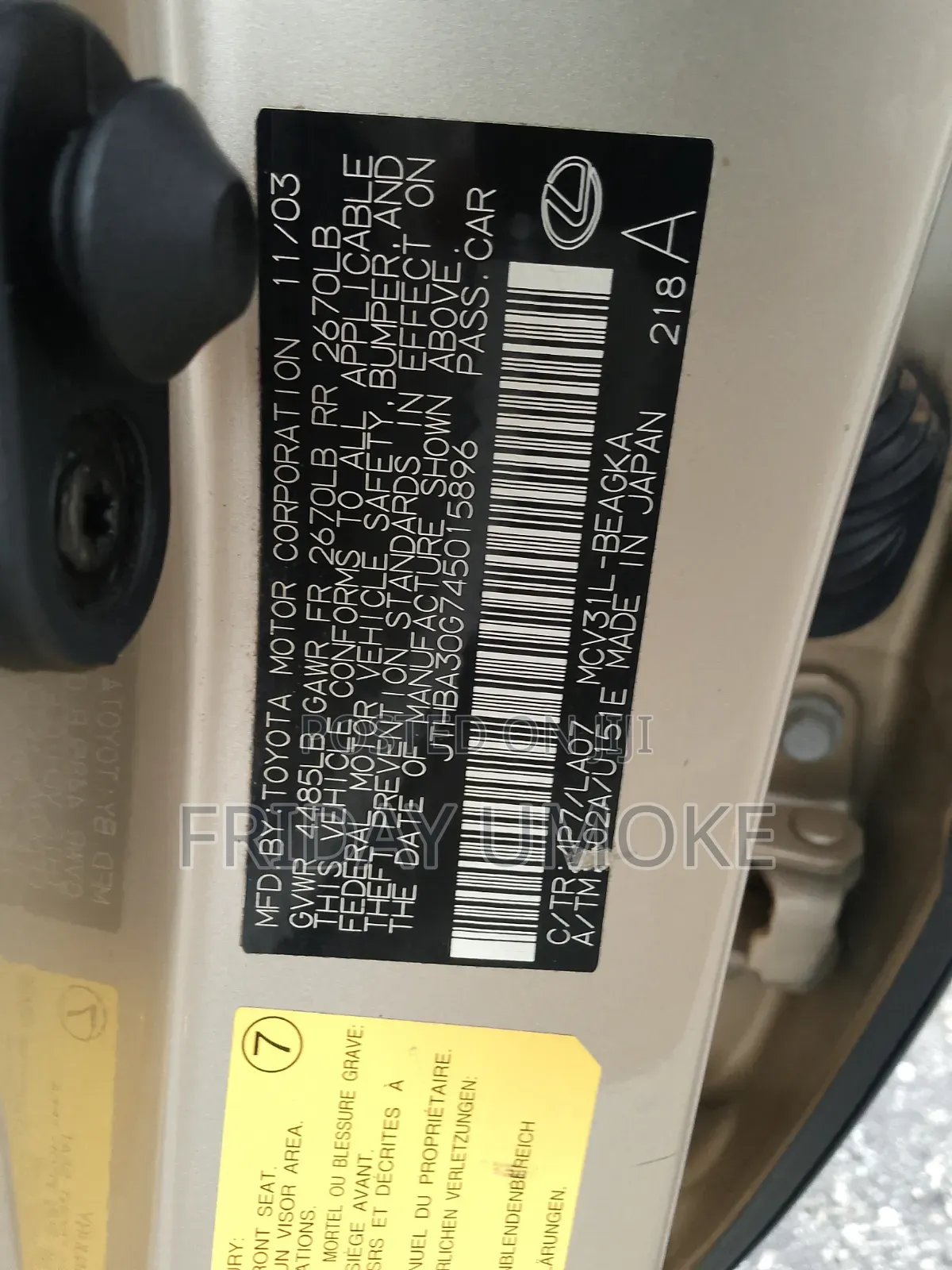 Lexus ES 2004 Gold