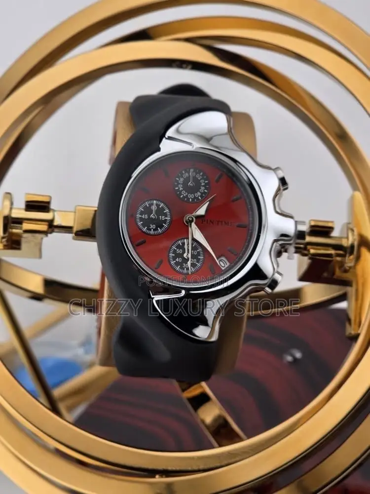Pin Time Quality Luxury Men Rubber Strap Wristwatch