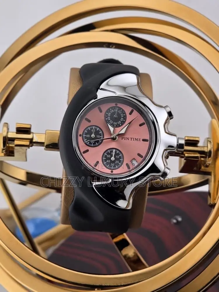 Pin Time Quality Luxury Men Rubber Strap Wristwatch