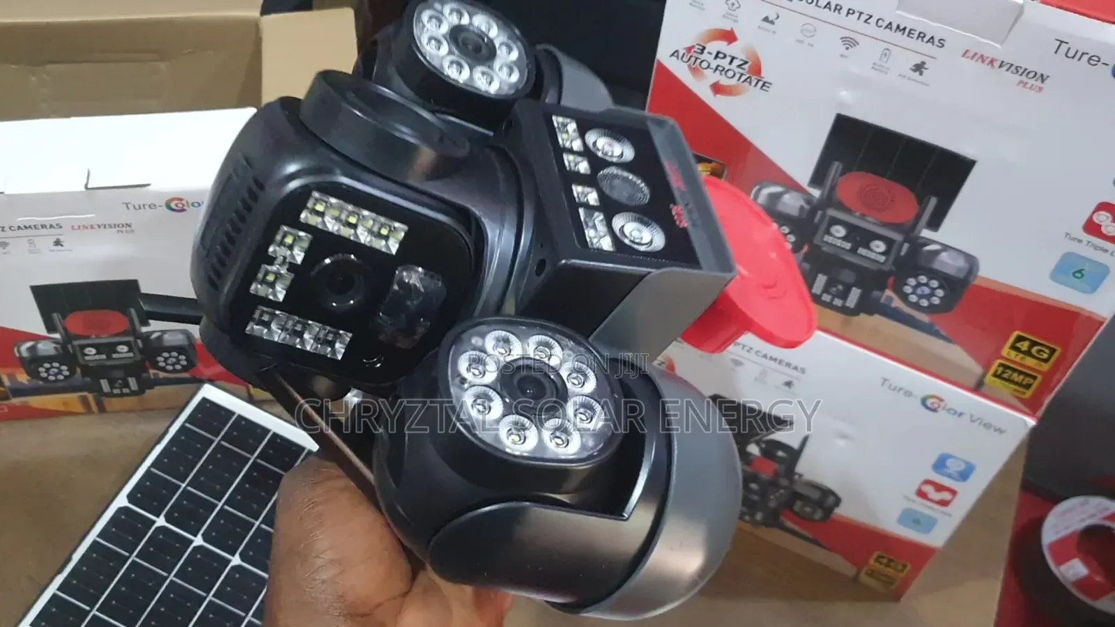 3im1 PTZ All 3 Lens Auto/Manual Rotation V380pro Solar Camera With App