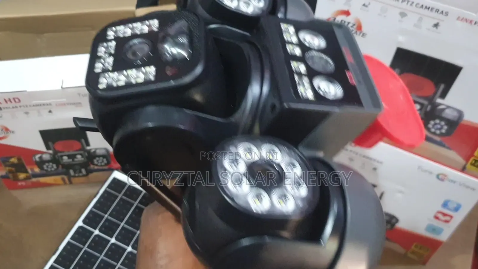 3 Lens Solar Camera With 6 Batteries Mobile App Control 12mp